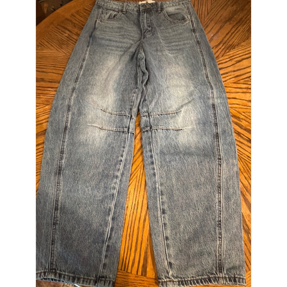 Flying Angel Light Wash Wide Leg Skater Jeans Baggy Paneled Denim Size 9/29